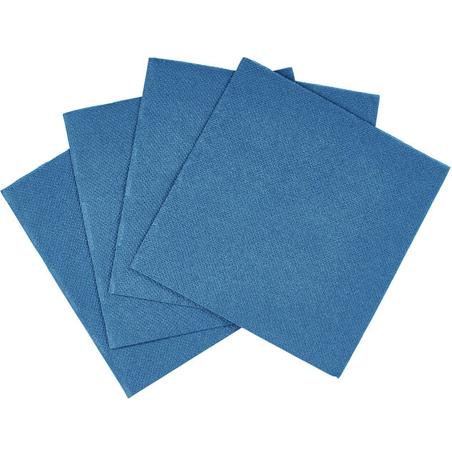Serviette cocktail carr&eacute;e bleu canard 2 plis en papier x40