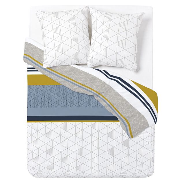 Parure 2 personnes 100% coton finition bouton 240x220cm