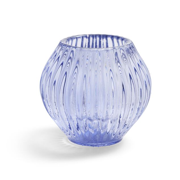 Bougeoir rond verre bleu &Oslash;7,5xH7,5cm
