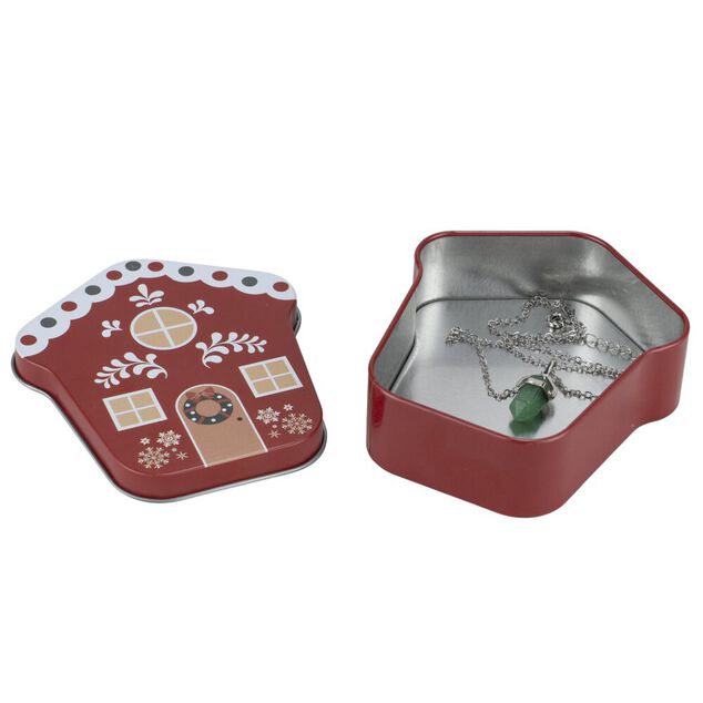 Bo&icirc;te cadeau m&eacute;tal forme maison motif No&euml;l 9xH11cm (3 mod&egrave;les)