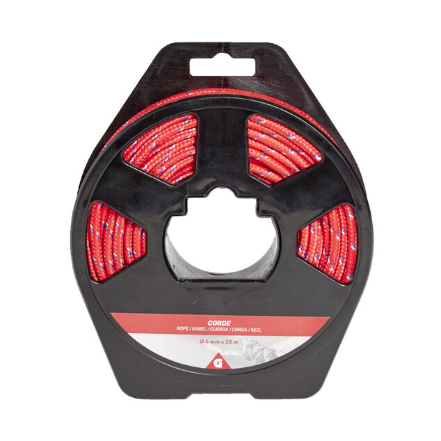 Corde &Oslash;6mmx20m plastique jaune