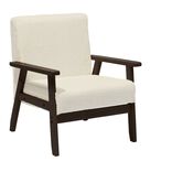 Fauteuil en bois fonc&eacute; Josephine Curly avec assise blanc cass&eacute; L64xP70xH76cm