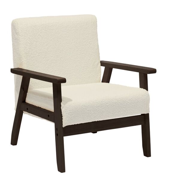 Fauteuil en bois fonc&eacute; Josephine Curly avec assise blanc cass&eacute; L64xP70xH76cm