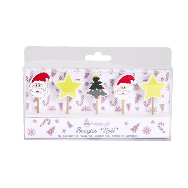 Lot de 5 bougies de No&euml;l pour g&acirc;teau