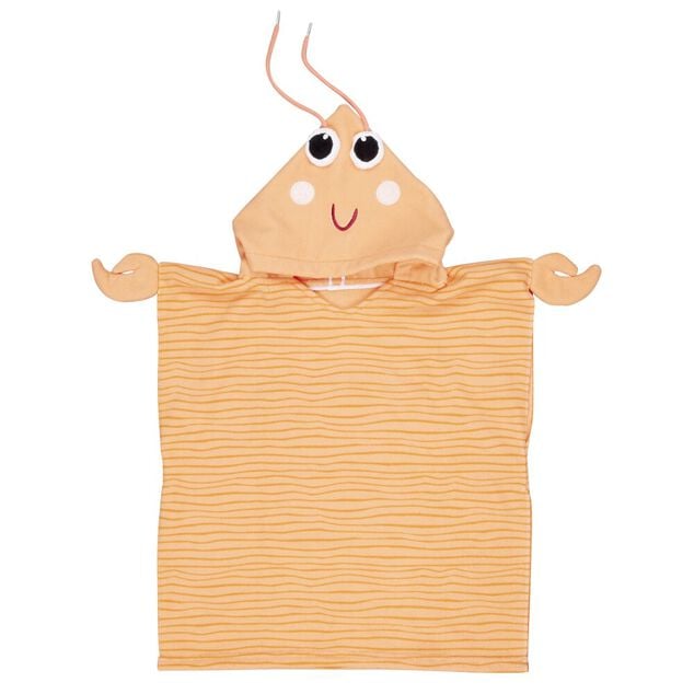 Poncho de bain enfant crevette rayures orange Taille unique 50x76cm