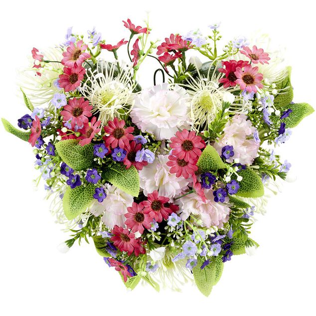 Coussin de fleurs forme coeur - Fleurs artificielles - Rose