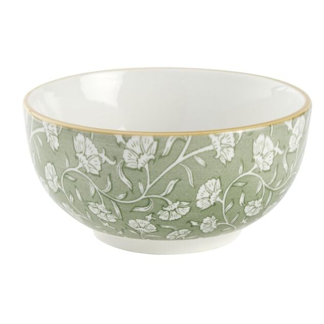 Bol c&eacute;ramique motif floral vert &Oslash;12,5xH6cm