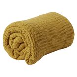 Plaid coton gaufré 130x160cm jaune