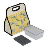 Sac isotherme avec pain de glace et lunch box 1,1L polyester motif citron 26x15xH30cm