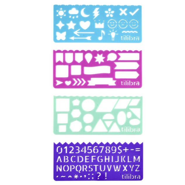 Règle pochoir x4 plastique 15cm