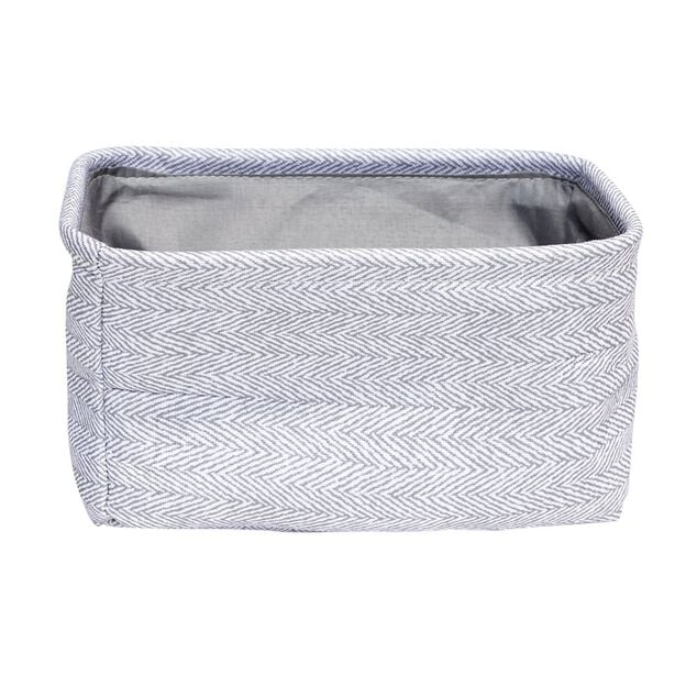 Pani&egrave;re de rangement rectangulaire tiss&eacute; gris 22x15xH12cm