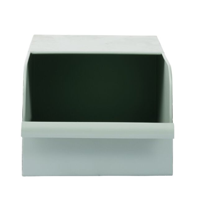 Bac de rangement en m&eacute;tal vert - L17,5 x l25 x H12,5 cm