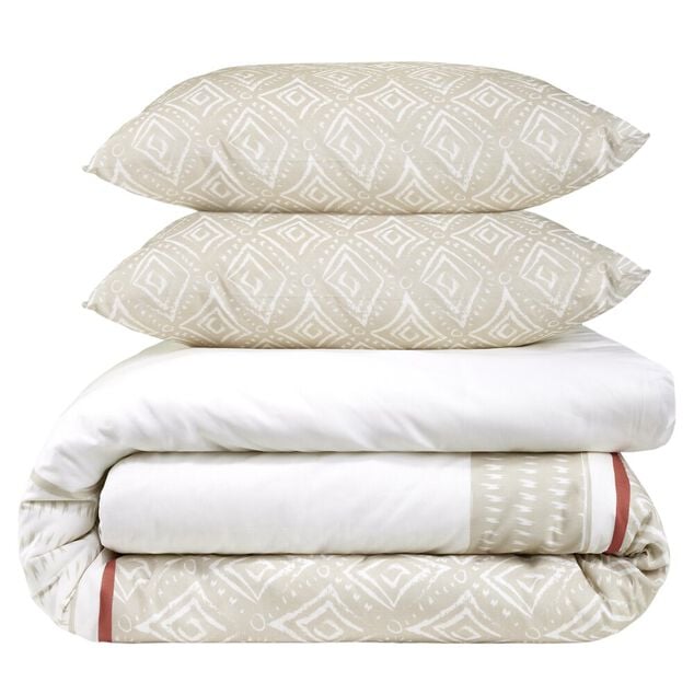 Parure de lit 220x240cm 2 personnes micro lav&eacute;e &agrave; motifs (3 mod&egrave;les)