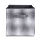 Pani&egrave;re de rangement Box Cube cartonn&eacute;e grise motif patte d'oie 31x31xH29cm