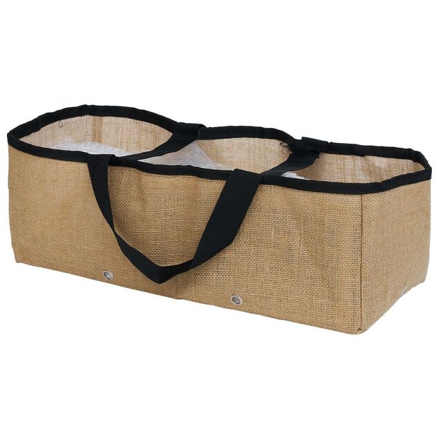 Jardini&egrave;re souple avec poign&eacute;es jute naturel et noir L50cm