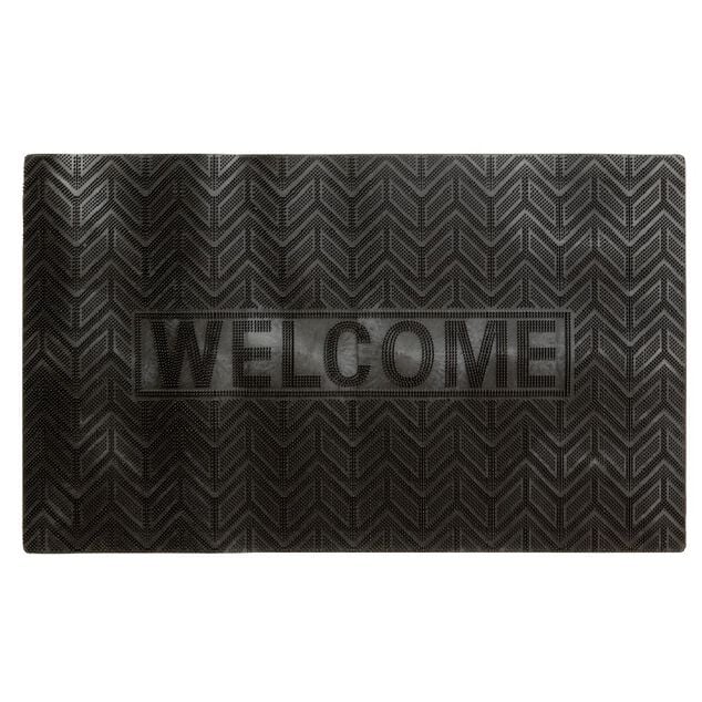 Tapis d'entr&eacute;e rectangulaire picot antid&eacute;rapant noir