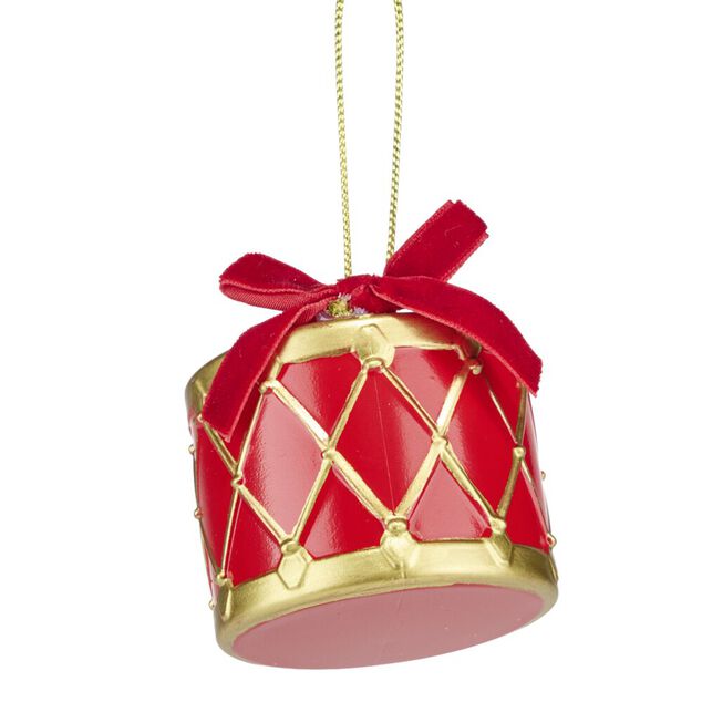 Tambours de No&euml;l rouges et dor&eacute;s x3 &agrave; suspendre L7cm
