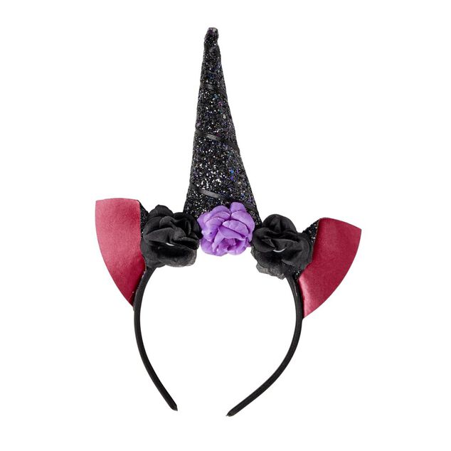 Serre-t&ecirc;te Halloween licorne noire