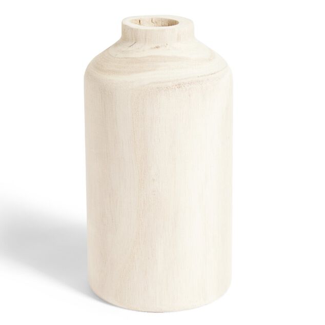 Vase bois beige naturel &Oslash;9xH18cm