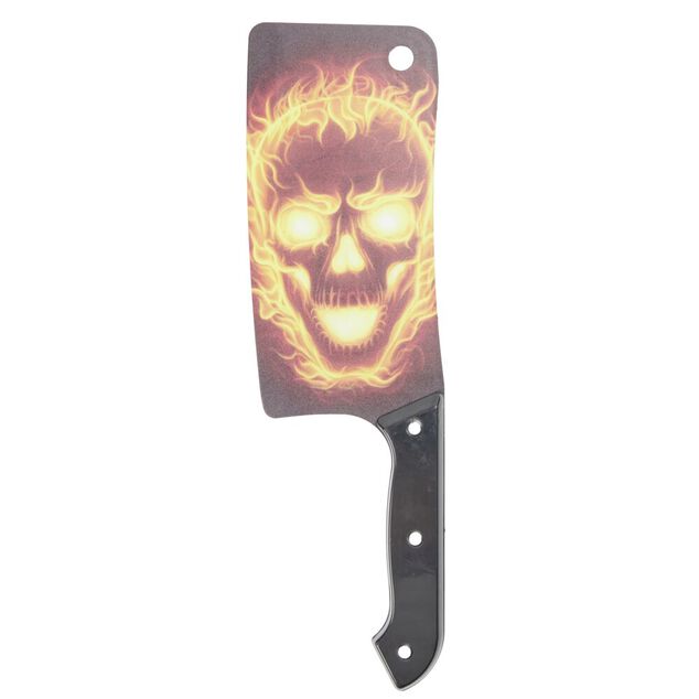 Couteau de boucher factice th&egrave;me Halloween plastique noir L29cm (2 mod&egrave;les)