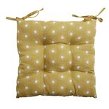 Galette de chaise carrée 38x38cm jaune moutarde motifs pois blancs