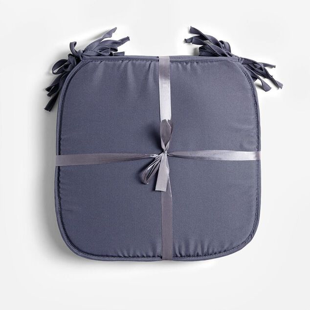 Lot de 4 galettes de chaise 38x38cm polyester gris