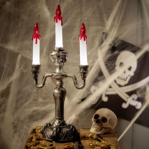 Chandelier Halloween lumineux 3 t&ecirc;tes LED L40cm