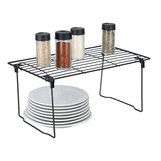 &Eacute;tag&egrave;re de cuisine pliable m&eacute;tal noir 40x18xH23cm