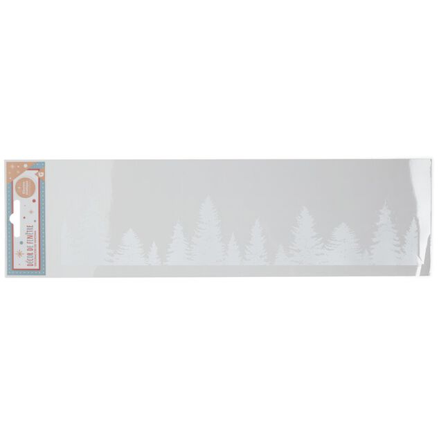D&eacute;coration fen&ecirc;tre &eacute;lectrostatique for&ecirc;t de sapins blancs L36 x l11 cm