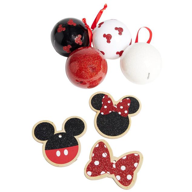 Décoration de Noël Disney Mickey Minnie blanc noir rouge x16