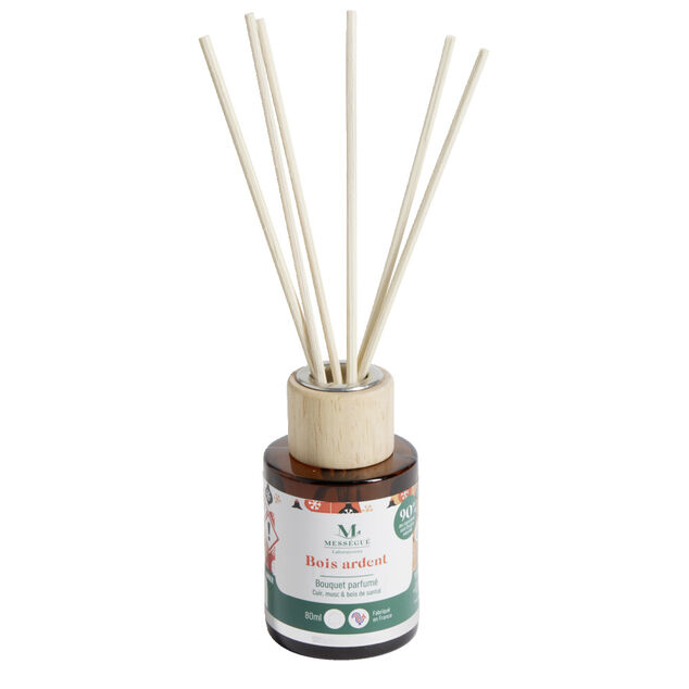 Diffuseur &agrave; b&acirc;tonnets 80ml Mess&eacute;gu&eacute; bouquet parfum&eacute; bois ardent