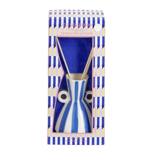 Diffuseur de parfum &agrave; b&acirc;tonnets 100ml c&eacute;ramique rayures &Oslash;9,5&times;H15,5cm (2 mod&egrave;les)