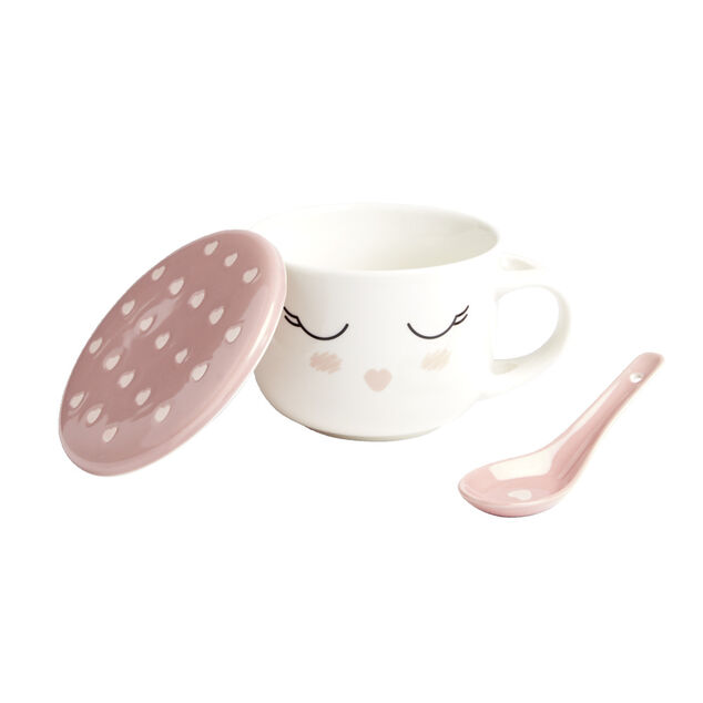Bol jumbo 62cl avec cuill&egrave;re et couvercle blush girly
