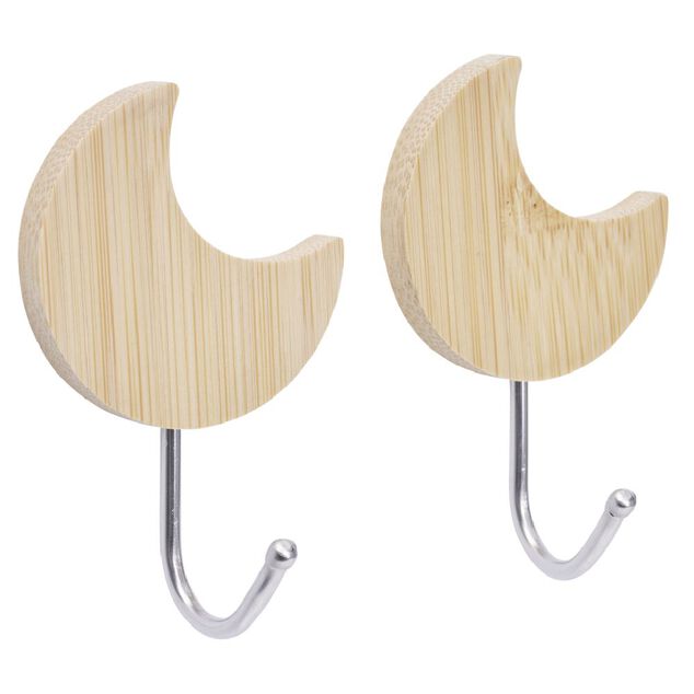 Pat&egrave;re murale forme lune bambou et m&eacute;tal 7xH4,5cm x2