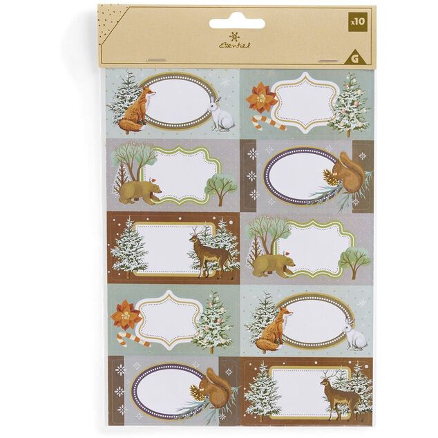 &Eacute;tiquette cadeau autocollante motif nature 4x8cm x10