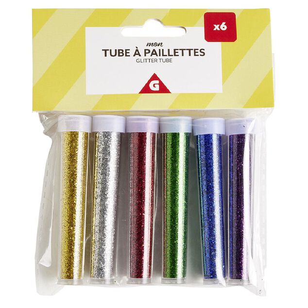 Tube de paillettes multicolores 5g x6