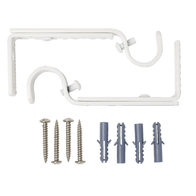 Support tringle à rideaux extensible x2 métal blanc H10cm