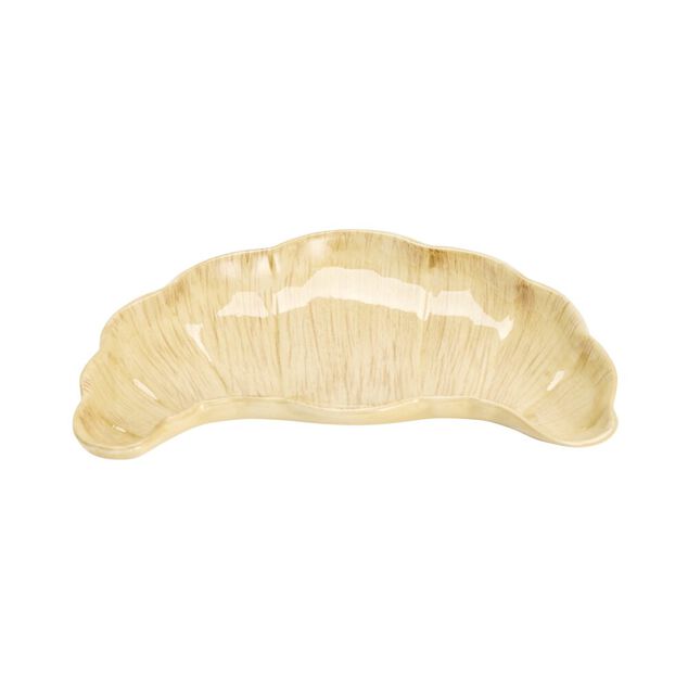 Vide-poche forme croissant en c&eacute;ramique marron 15,5x22,5cm