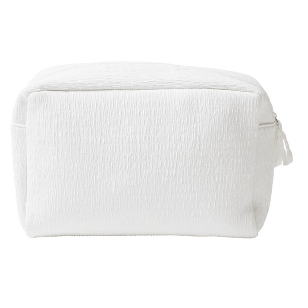 Trousse de toilette en tissu 20x6xH13cm (2 modèles blanc ou ocre)