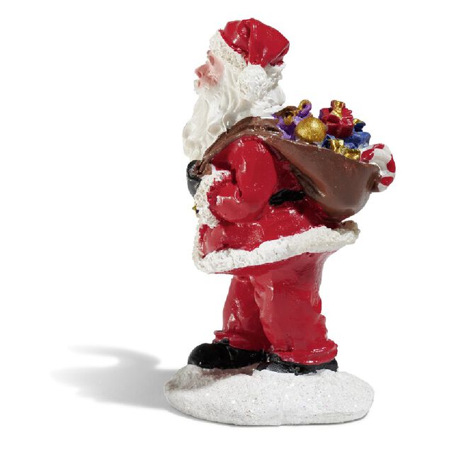 Père Noël avec hotte rouge blanc noir en résine