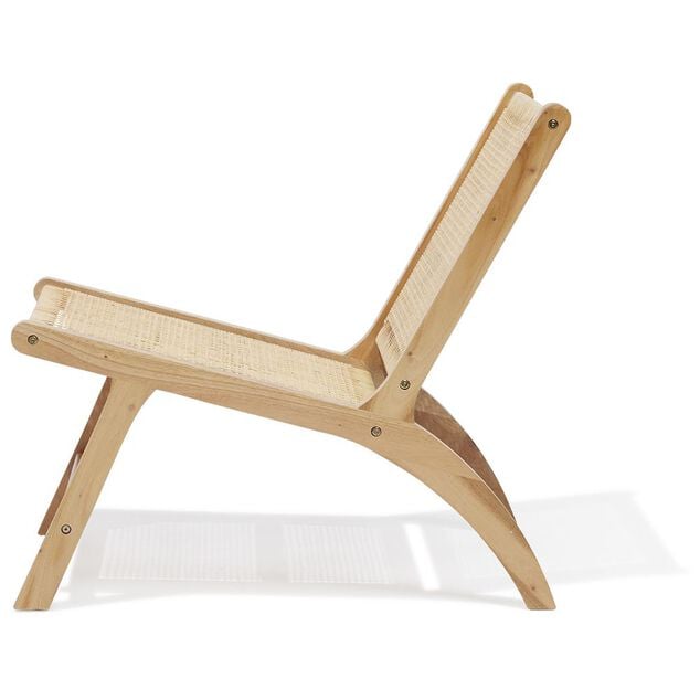 Fauteuil Nidam bois d'acajou et rotin naturel L54xP77xH71 cm