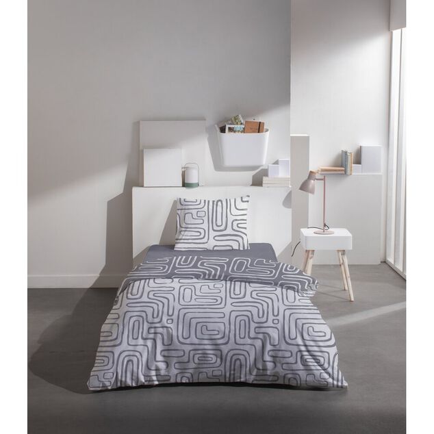 Parure de lit 140x200cm 1 personne micro lav&eacute;e motif imprim&eacute; 3 pi&egrave;ces (3 mod&egrave;les)