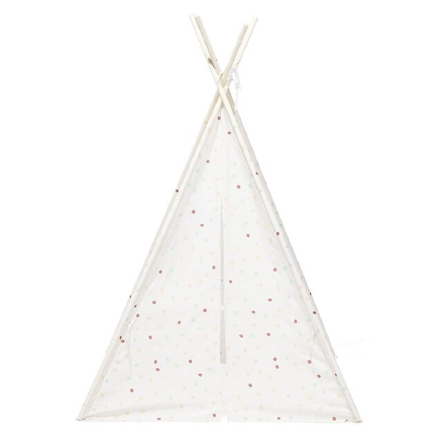 Tipi Flower polyester blanc &agrave; pois - L120xP120xH160 cm