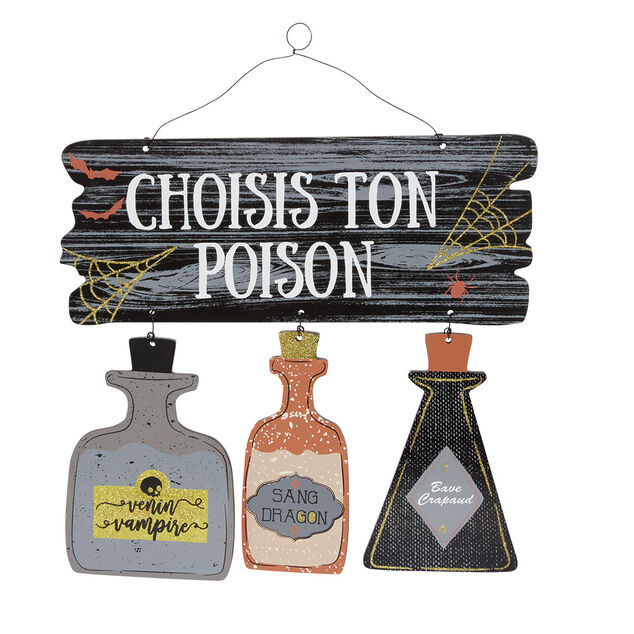 Suspension bois d&eacute;co Halloween Choisis ton poison