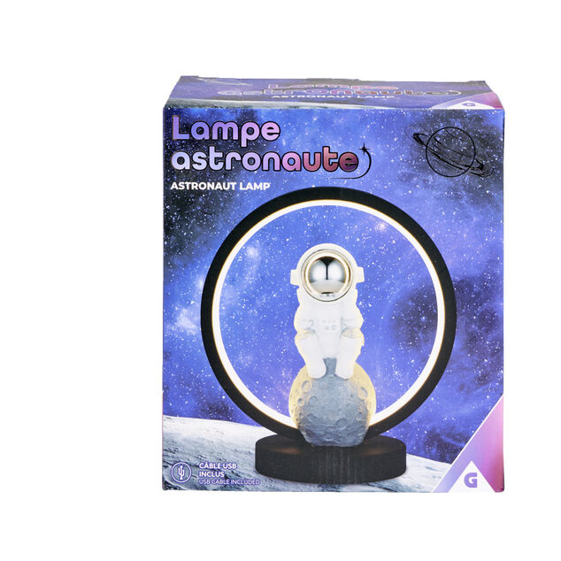 Lampe cercle lumineux avec astronaute 20x12xH22cm