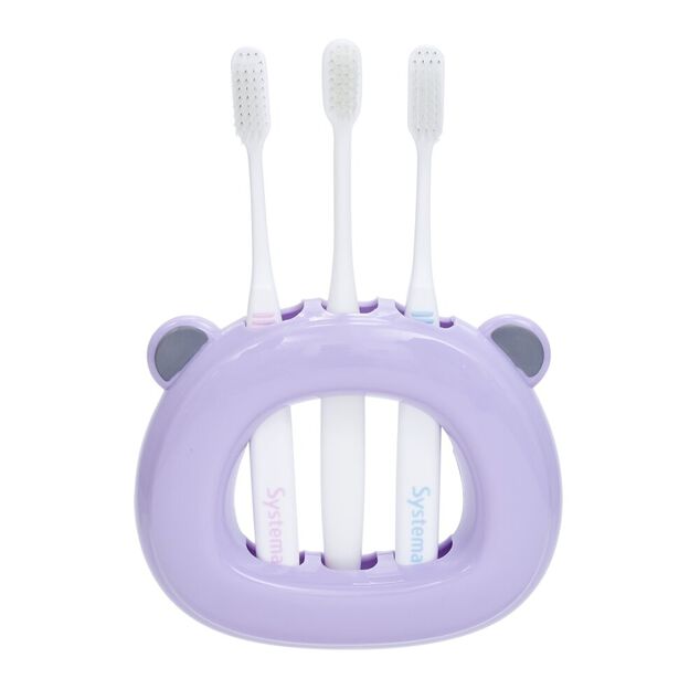 Support 3 brosses &agrave; dents enfant violet
