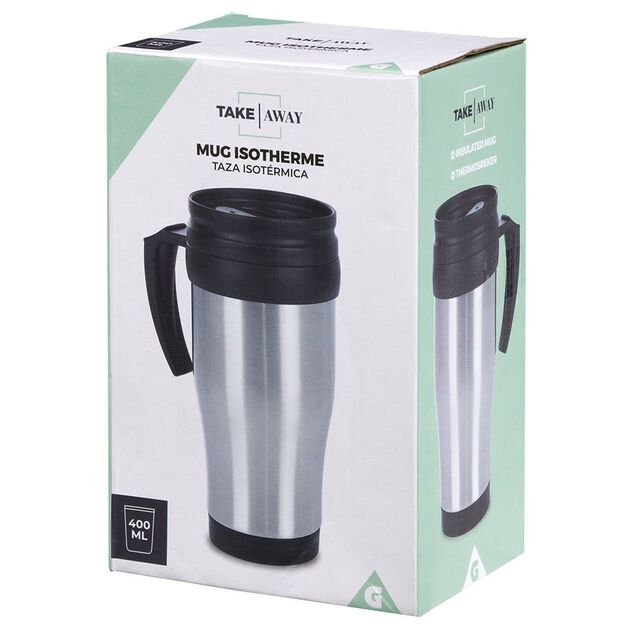 Mug isotherme 400ml gris noir