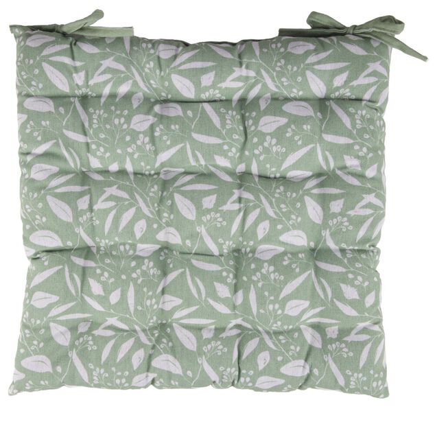 Galette de chaise carr&eacute;e motif liberty vert 40x40cm