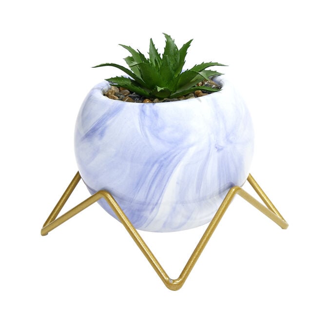 Fleur artificielle avec support en c&eacute;ramique 15x9,7xH8,8cm