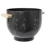 Passoire m&eacute;tal poign&eacute;es bambou &Oslash;22xH18cm (2 mod&egrave;les noir ou blanc)